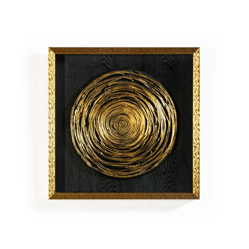 AlexandreHouse Cuadro 60 x 5 x 60 cm Madera/Arcilla Dorado