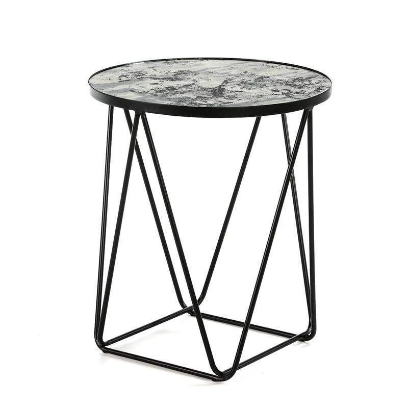 AlexandreHouse Mesa Auxiliar 60 x 60 x 68 cm Espajo Envejecido/Metal Black