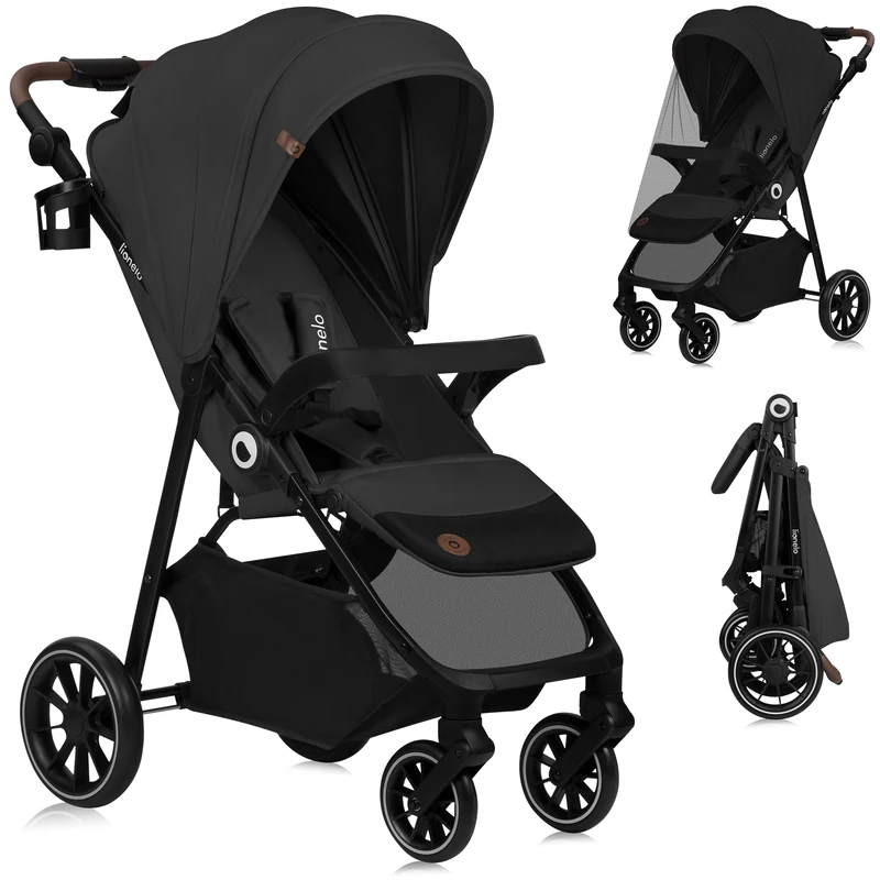 Lionelo Emma One Lightweight Stroller, 6 Months–4 Years (up to 22 kg), One-Hand Fold, 360° Swivel Wheels & Full Suspension, Reclines Flat, XXL UPF50+ Canopy, 5-Point Harness, Cup Holder & Mosquito Net