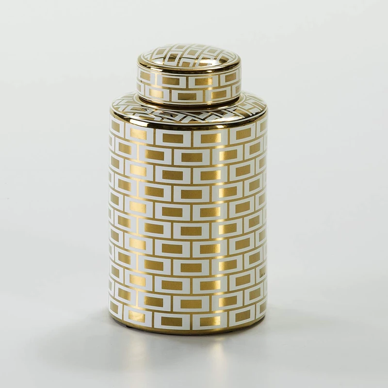Tibor 18 x 18 x 31 cm Ceramic Blanco/Dorado