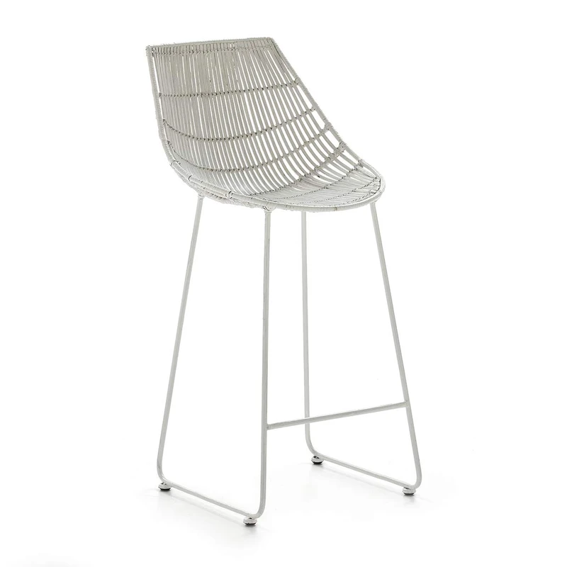 AlexandreHouse TABURETE 46X50X97 METALBLANC/MIMBRE BLANCO