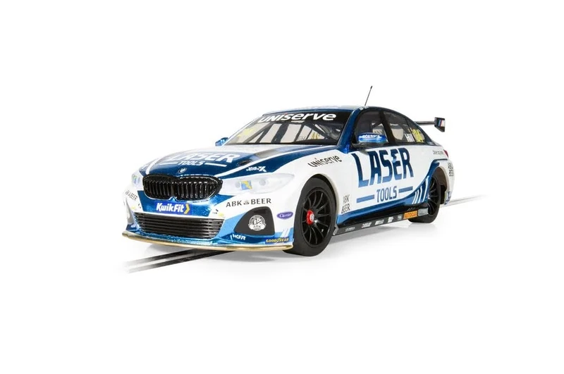 Scalextric Cars - C4526 BMW 330e NGTC - Laser Tools - Jake Hill 2023 - Toy Slot Car for use with Race Tracks or Set - Small Kids Gift Ideas for Boy/Girl Ages 3 Accessories