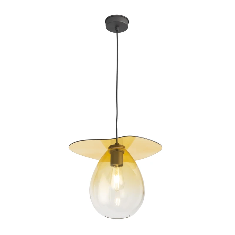 AlexandreHouse Techo Lamp 34 x 33 x 31 cm Metal Black/Crystal Amber