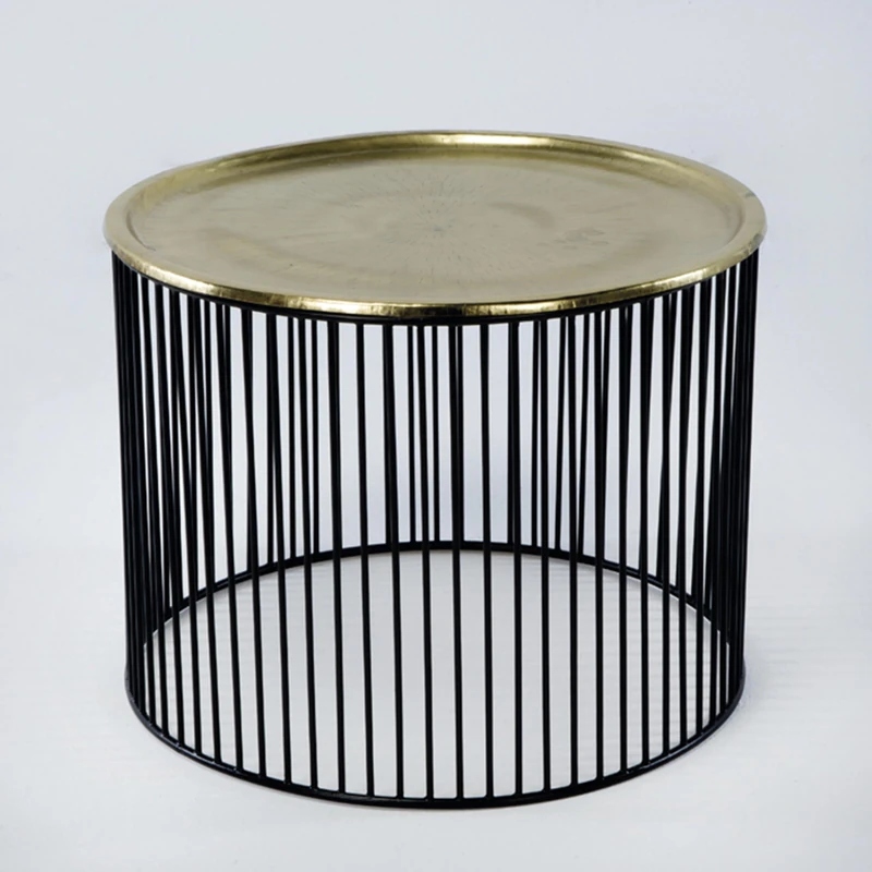 AlexandreHouse Mesa Auxiliar 56 x 56 x 42 cm Hierro Black/Dorado