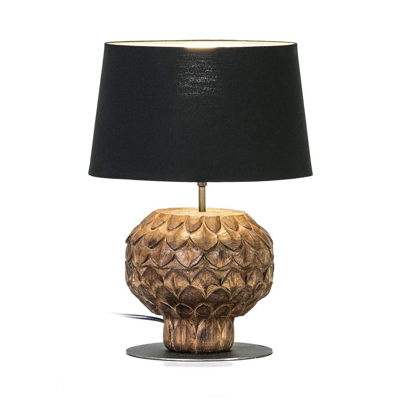 AlexandreHouse SOBREMESA LAMP 20X20X43 Metal/Madera Brown with Black Pants
