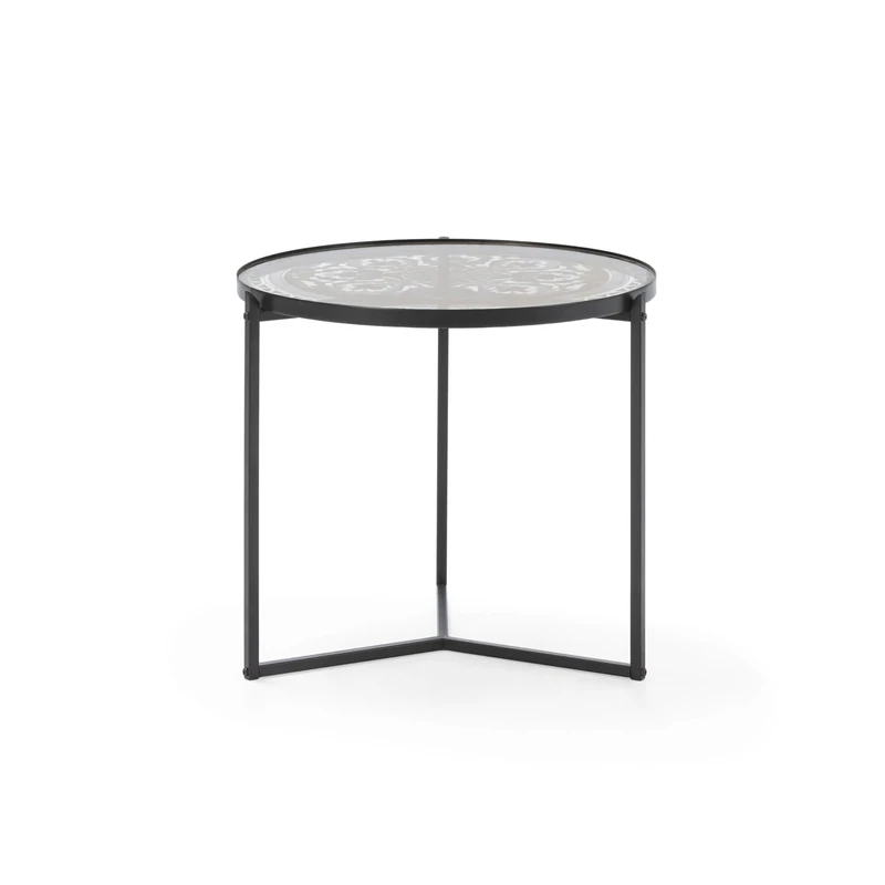 AlexandreHouse Mesa Auxiliar 50 x 50 x 42 cm Crystal/Metal Black