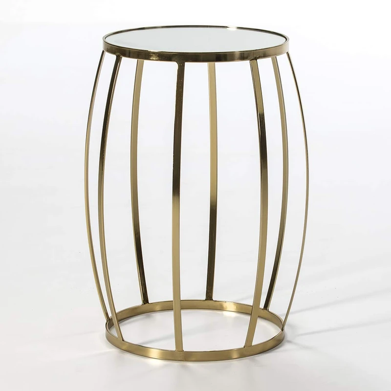 AlexandreHouse Mesa Auxiliar 45 x 45 x 61 cm Espajo/Metal Dorado