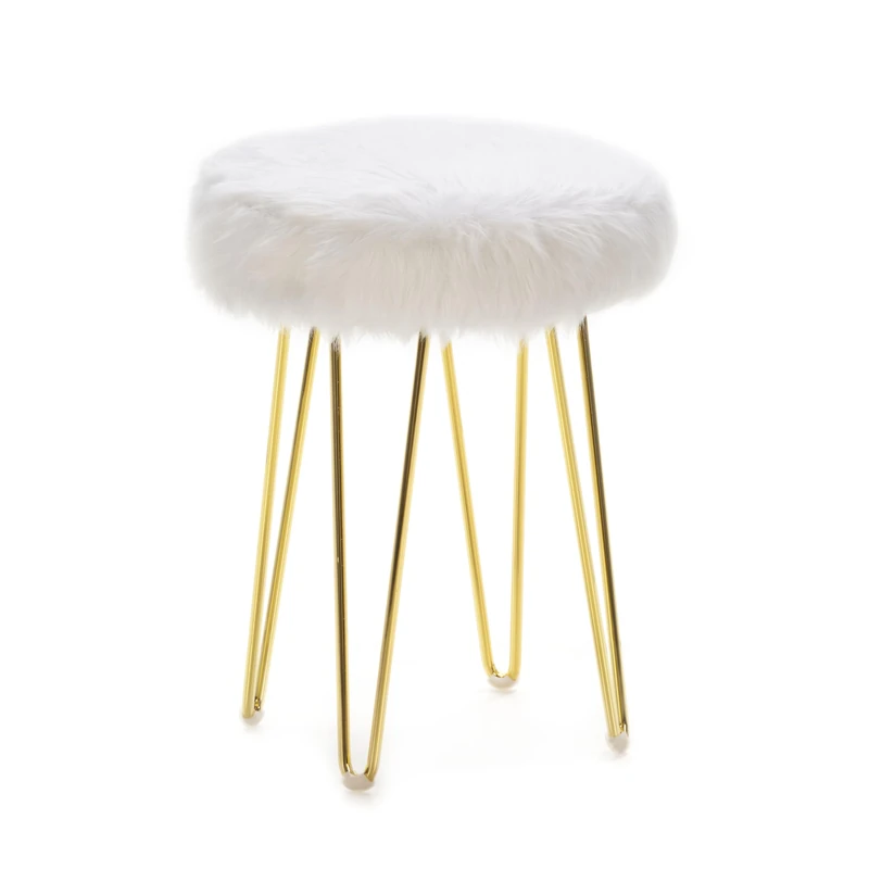 AlexandreHouse TABURETE 35X35X48 METAL DORADO/BLANCO CANVAS