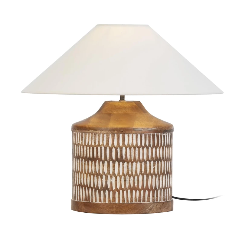 AlexandreHouse SOBREMESA LAMP 27X27X35 Madera Blanco Lavado/SIN Pants