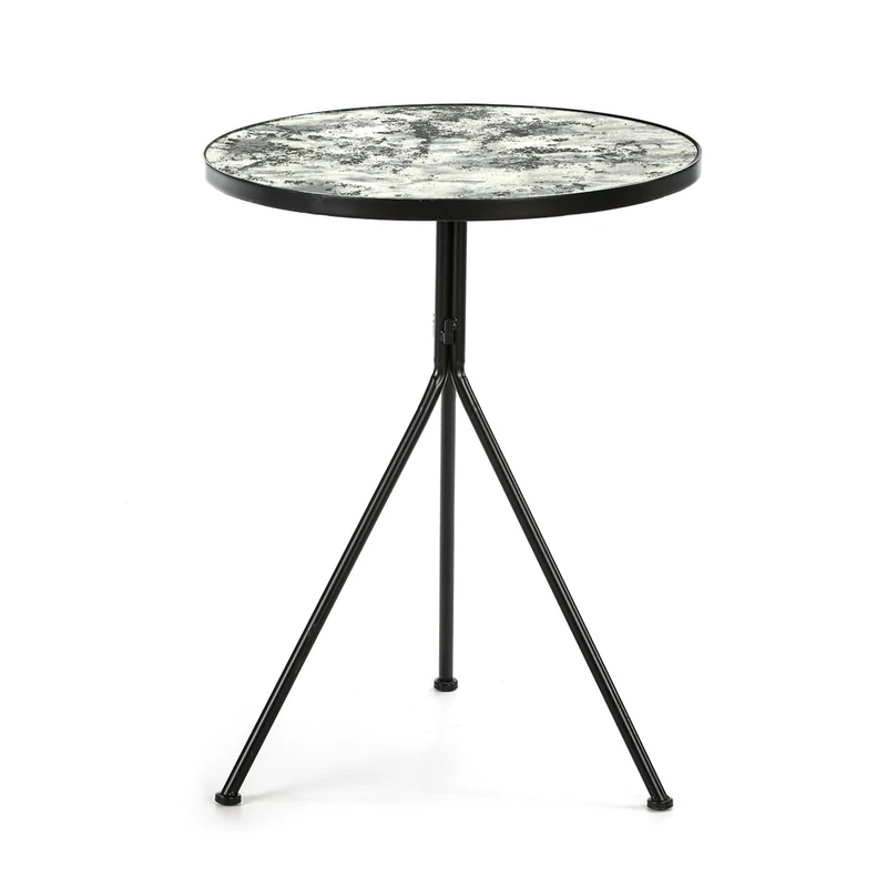AlexandreHouse Mesa Auxiliar 60 x 60 x 78 cm Espajo Envejecido/Metal Black