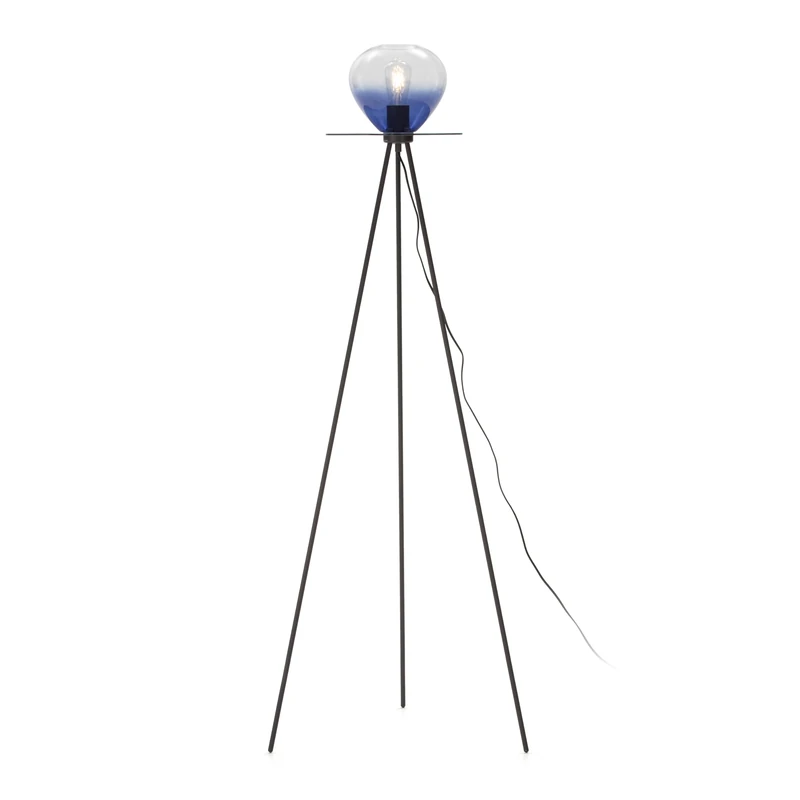 Pie Lamp 60 x 60 x 160 cm Metal Black/Crystal Azul