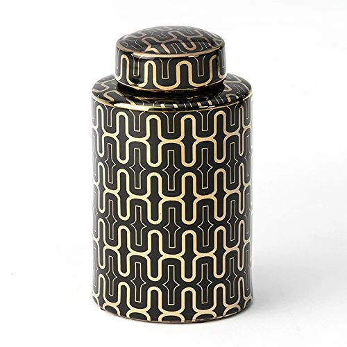 Tibor 18X18X31 Ceramic Black/Dorado