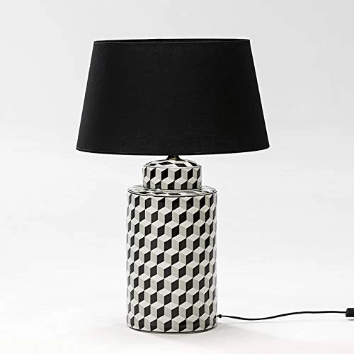 AlexandreHouse SOBREMESA LAMP 23X23X51 Ceramic Black/Blanco/GRIS SIN Pants