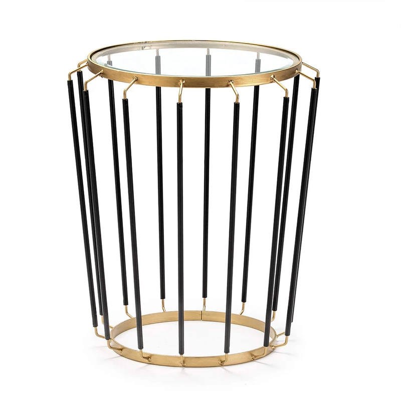 Mesa Auxiliar 48 x 48 x 56 Crystal/Metal Dorado/Black
