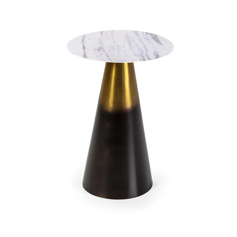 AlexandreHouse Mesa Auxiliar 34 x 34 x 49 cm Marble Artifical Black/Metal Dorado/Black