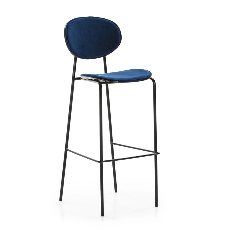 AlexandreHouse High TABURETE 42X51X107 Metal Black/ABS Black/Terrace 703329 Dark Blue