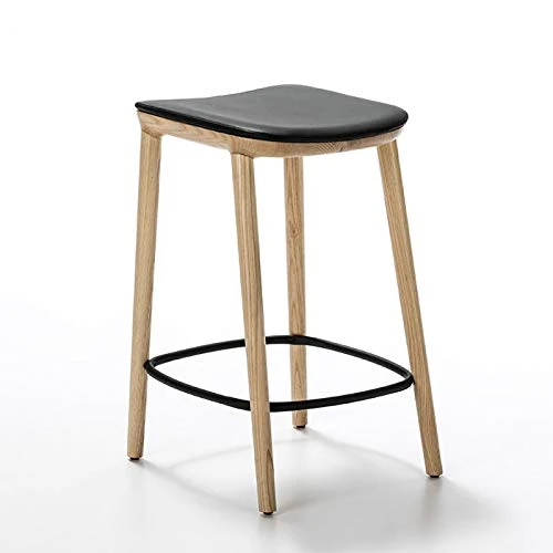AlexandreHouse TABURETE 41X47X67 MADERA FRESNO/METAL BLACK/P.PIEL