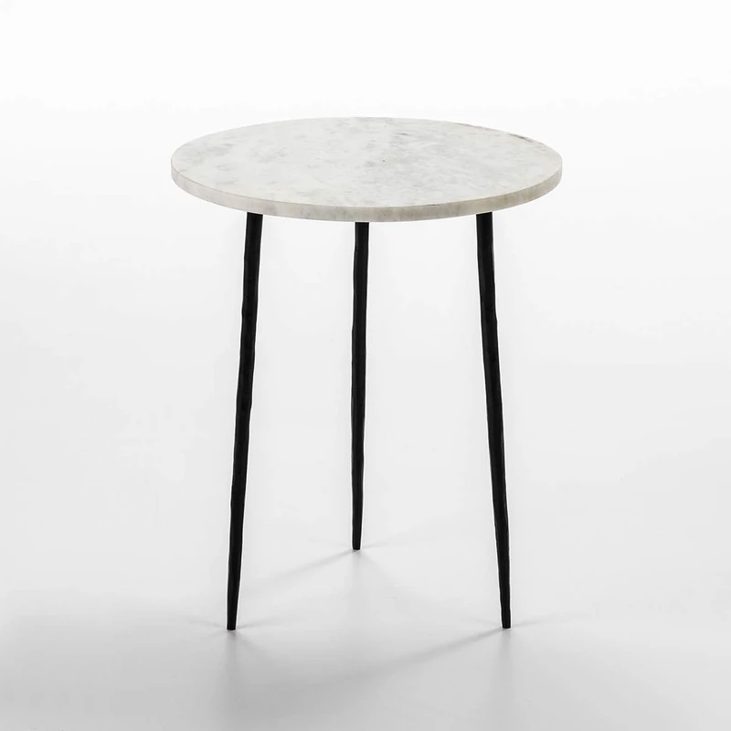 AlexandreHouse Mesa Auxiliar 38 x 38 x 45 cm Metal Black/Marble White