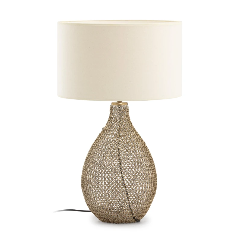 AlexandreHouse SOBREMESA Lamp, 25 x 25 x 45 cm, Crystal/Metal Dorado/Sin Trousers