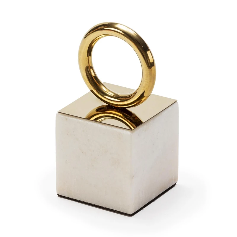 Figure 8 x 8 x 16 cm Marble Blue/Metal Dorado