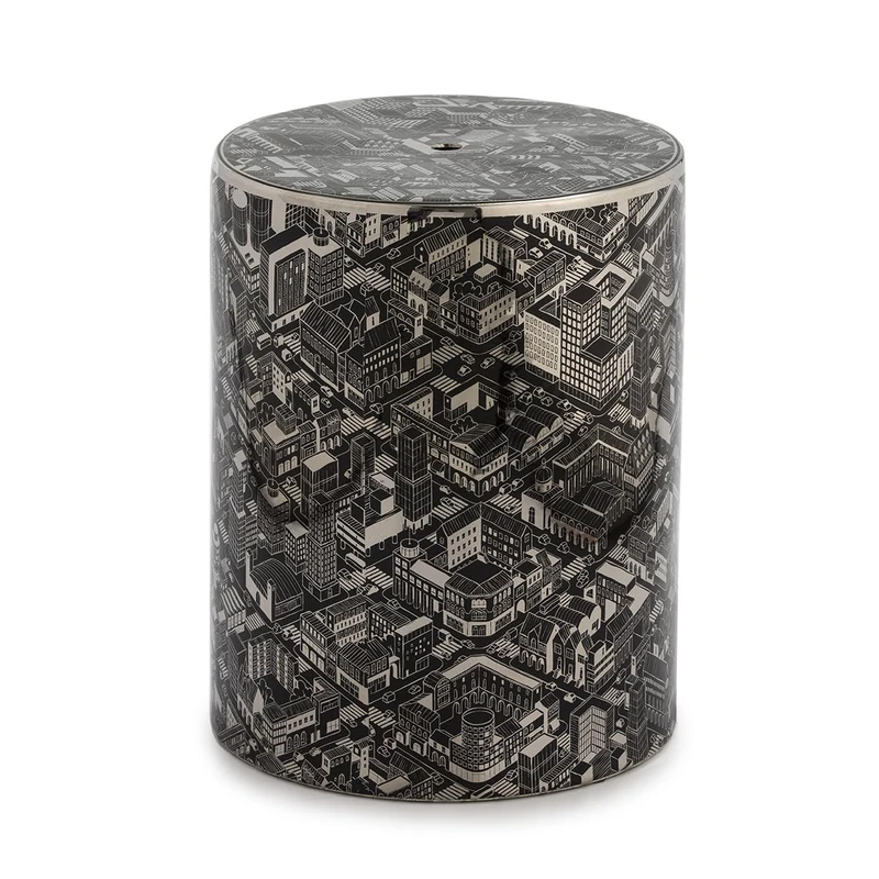 TABURETE 33X33X45 Ceramic Black/Plate - Image 1
