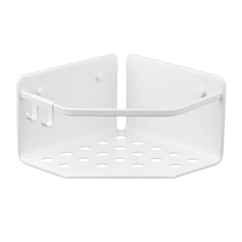 TATAY Shower Shelf No Drilling Corner Aluminium | Includes Screws and Quick Fix Mounting System | Moisture Resistant | Modern | Easy Drainage | 20 x 12 x 20 cm - Serenity Model - Arctic White