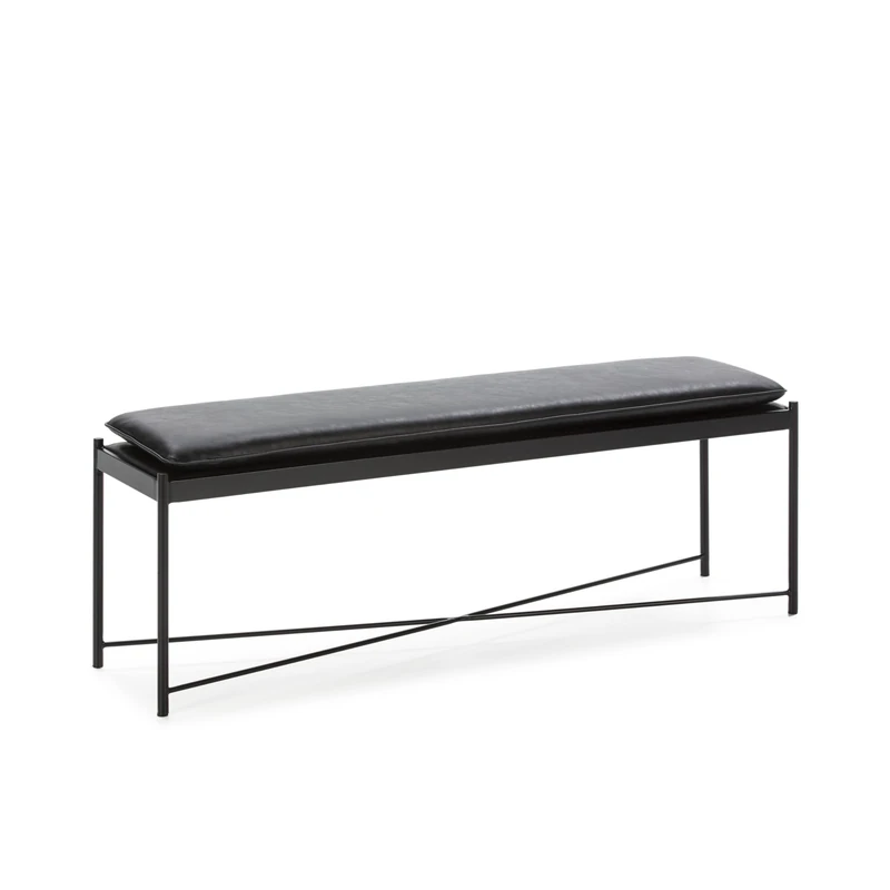 AlexandreHouse Bench 132 x 33 x 48 cm black polypile/metal black