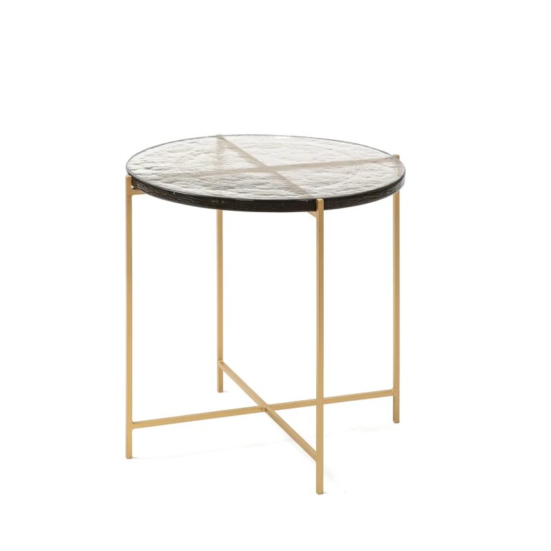 AlexandreHouse Mesa Auxiliar 51 x 51 x 51 x 51 cm Russian Vidrio/Metal Dorado