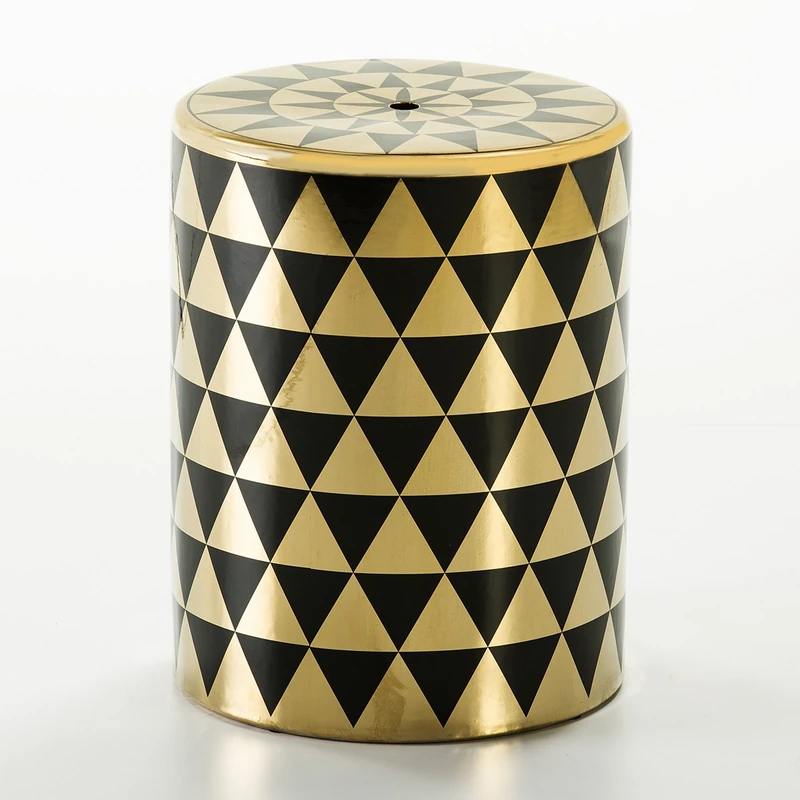 AlexandreHouse TABURETE 33X33X43 CERAMIC DORADO/BLACK