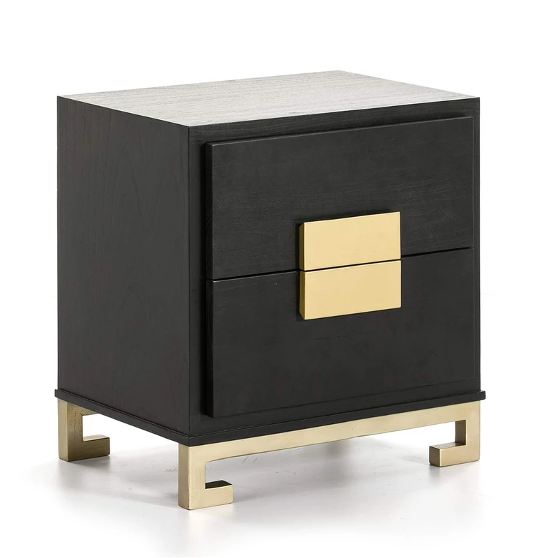 AlexandreHouse MESITA DE NOCHE 56X41X60 MINDI MEDERA BLACK/DORADO