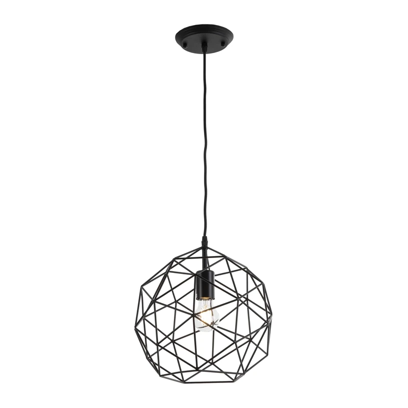 AlexandreHouse Techo Lamp 32 x 32 x 30 cm Black Metal with Bottle - Image 1