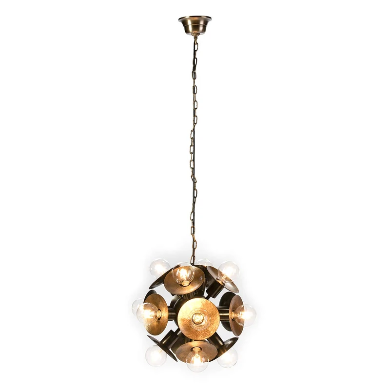 AlexandreHouse Techo Lamp 38 x 38 x 90 cm Metal Laton Antique Sin Bombs