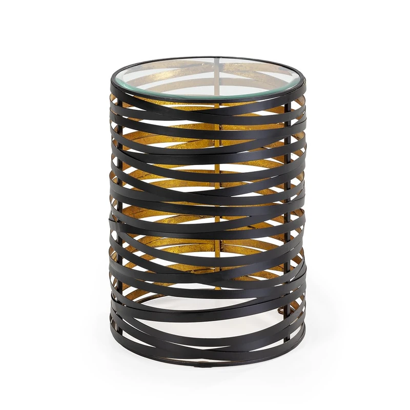 Mesa Auxiliar 40 x 40 x 56 Crystal/Metal Black/Dorado - Image 1