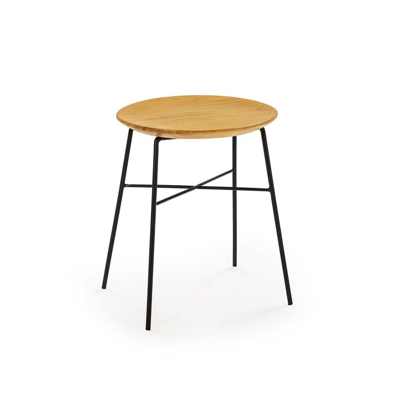 AlexandreHouse TABURETE 36X36X46 MADERA NATURAL/METAL BLACK