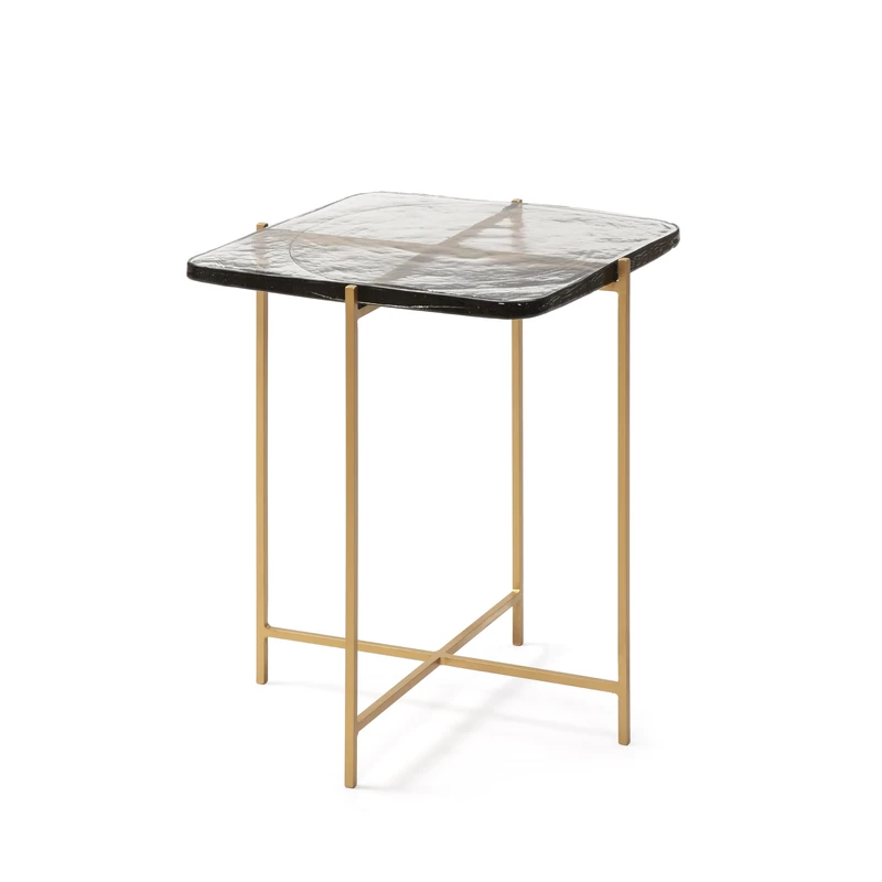 AlexandreHouse Mesa Auxiliar 46 x 36 x 51 Russian Vidrio/Metal Dorado
