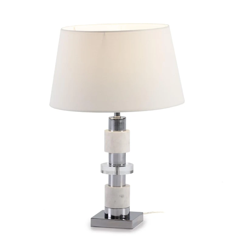 AlexandreHouse Susmesa Sin Pant Lamp 13 x 13 x 40 Metacrylate/Marble Blanco/Metal Plate