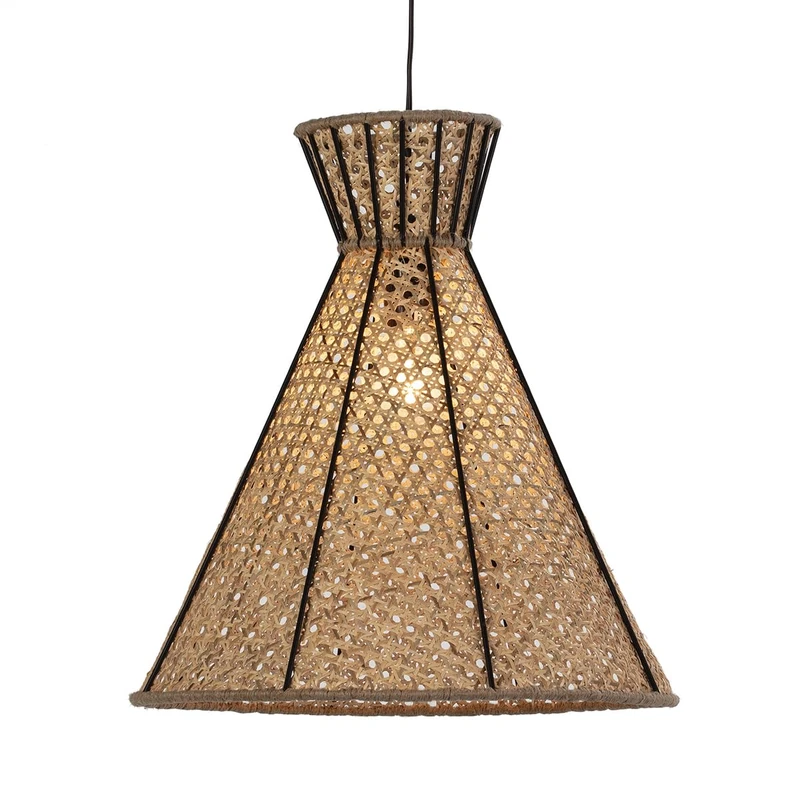 LAMPARA DE TECHO 42 x 42 x 43 cm Metal/Ratan Natural
