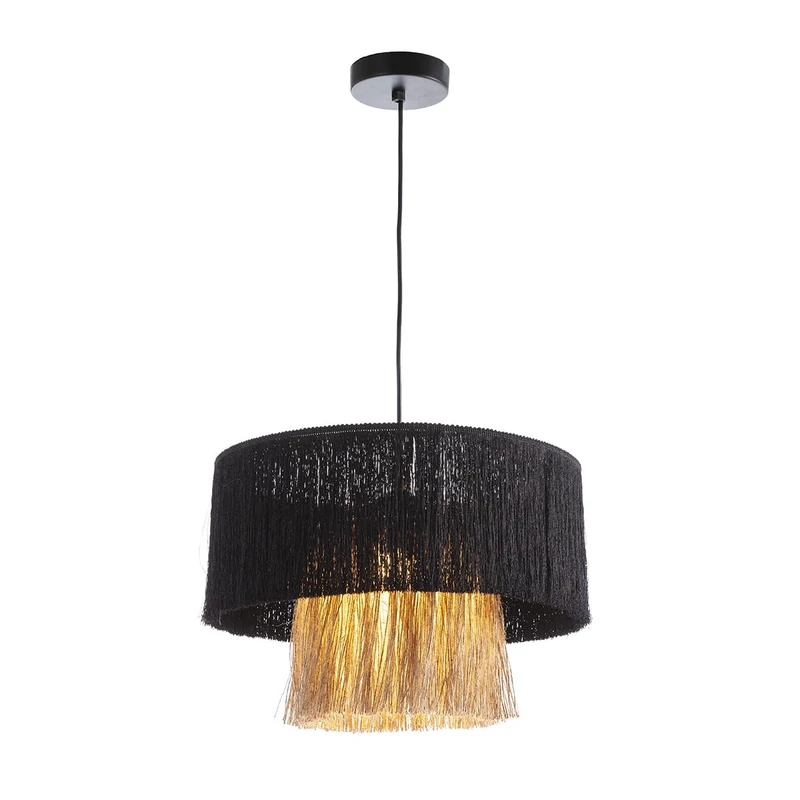 AlexandreHouse Lamp de Techo 40 x 40 x 28 cm Yute Natural/Black Canvas