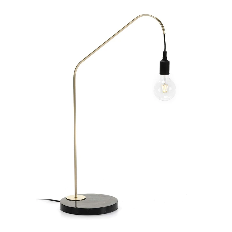 AlexandreHouse SOBREMESA LAMP 35X25X58 MARMOL Black/Metal Dorado