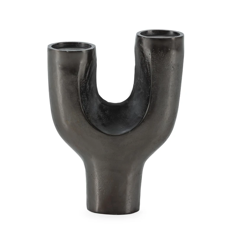 Candlestick 30X13X40 Metal Nickel Envejecido