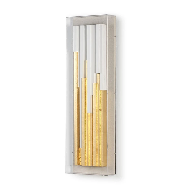 Cuadro 30 x 8 x 90 cm Madera Blanco/Dorado/Transparent Acrylic