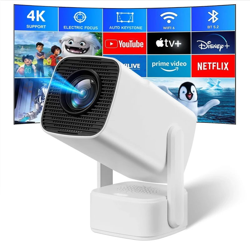 Mini 4K Projector,SEPYMP Portable Projector,Android 11,1920*1080 FHD,350 ANSI,with 5W Independent Speaker,Pre-installed Netflix,Youtube,and App Store