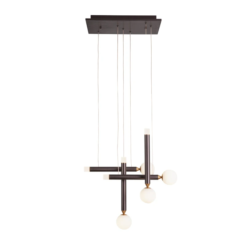 AlexandreHouse Lamp de Techo 40 x 24 x 40 cm Aluminium Brown/Crystal White
