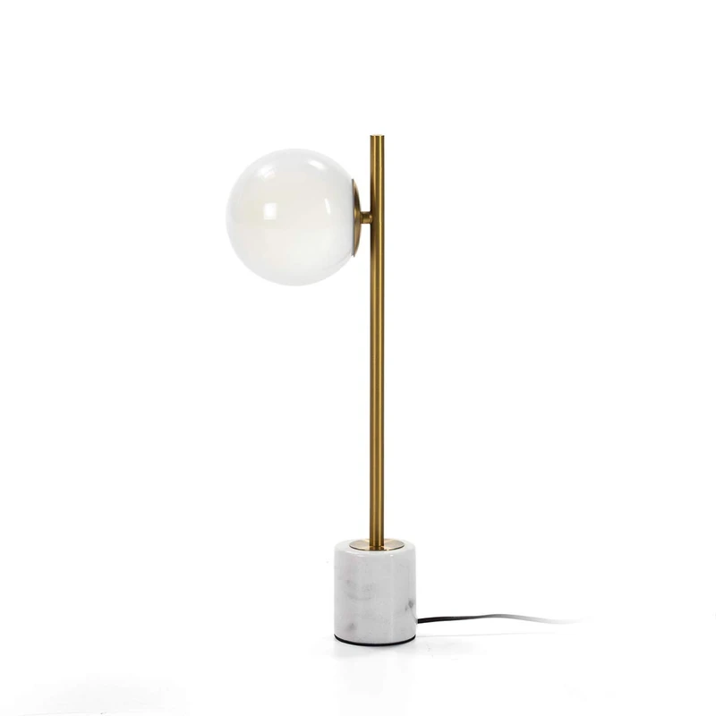 AlexandreHouse SOBREMESA Lamp, 21 x 15 x 55 cm, Crystal Blanco/Marble Blanco/Metal Dorado