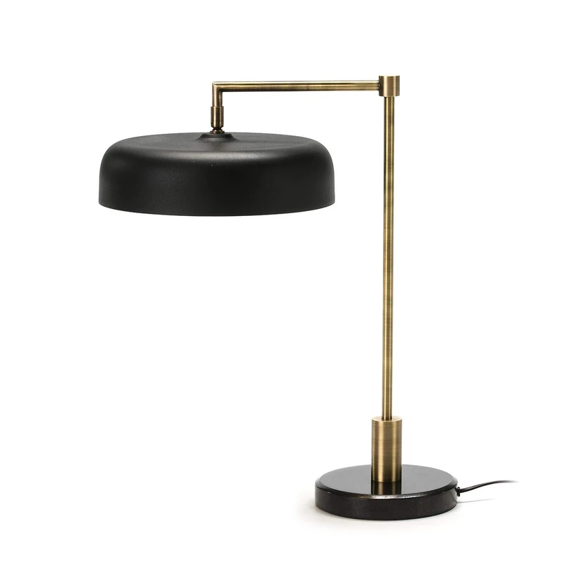 AlexandreHouse SOBREMESA 18X44X53 MARMOL Black/Metal Black/Dorado LAMP