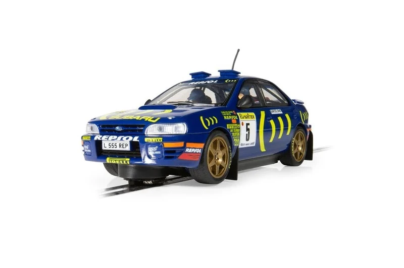 Scalextric Cars - C4555 Subaru Impreza WRX - 1995 Carlos Sainz - Toy Slot Car for use Race Tracks or Sets - Small Kids Gift Ideas for Boy/Girl Ages 3 Accessories, Blue