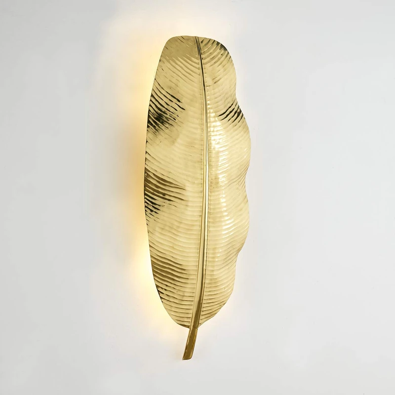 Applique Banana Leaf 34X15X91 Gold Metal