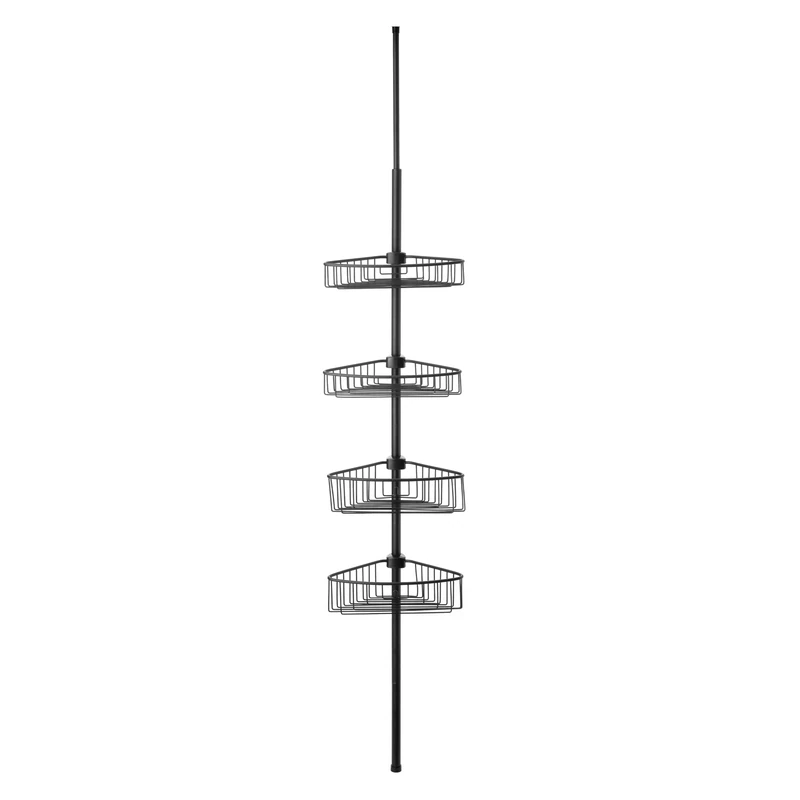 TATAY Black Aluminium Bathroom Corner Shelf - 4 Baskets