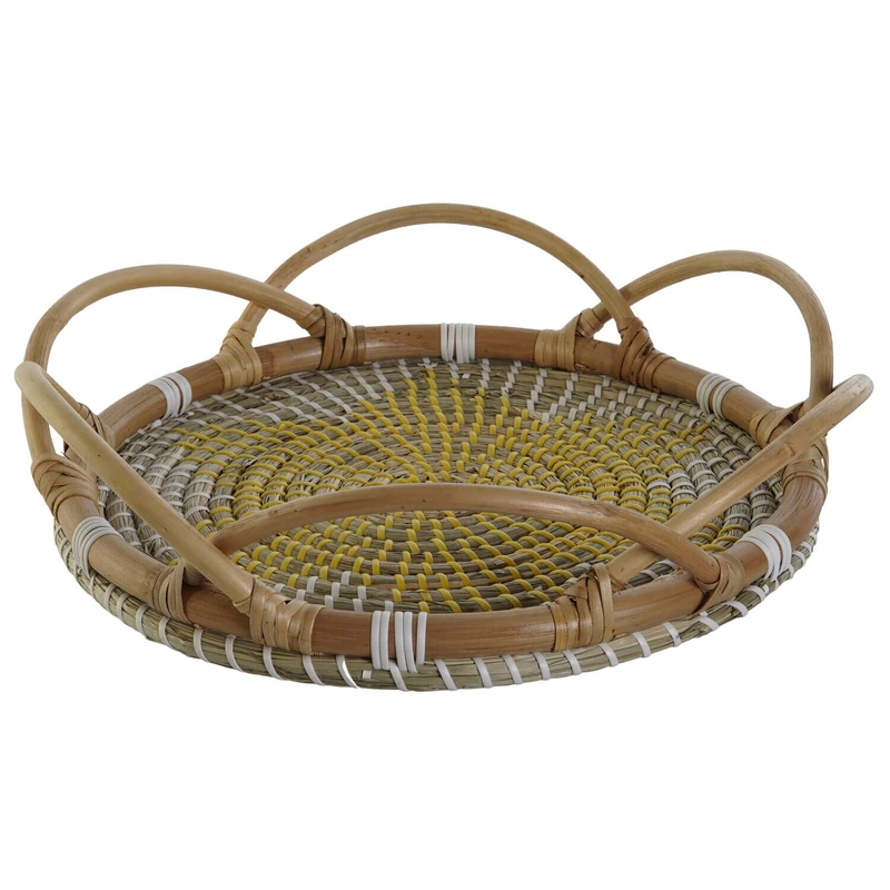 Stripe Decoration Ratan Seagrass 40 x 40 x 8 cm Natural