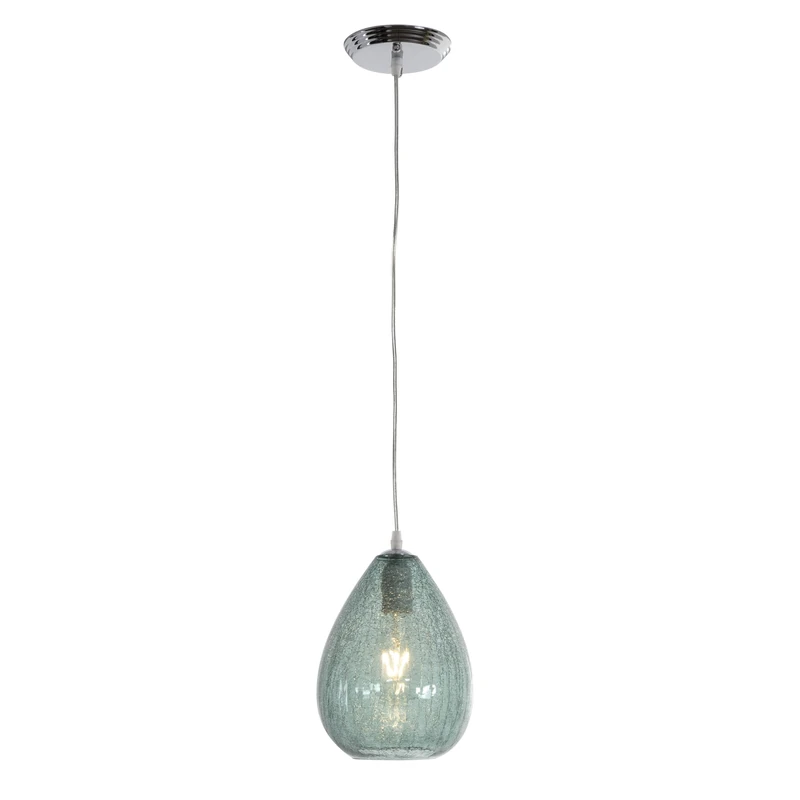 AlexandreHouse Techo Lamp 18 x 18 x 25 cm Crystal Craquelado Azul/Metal Plate